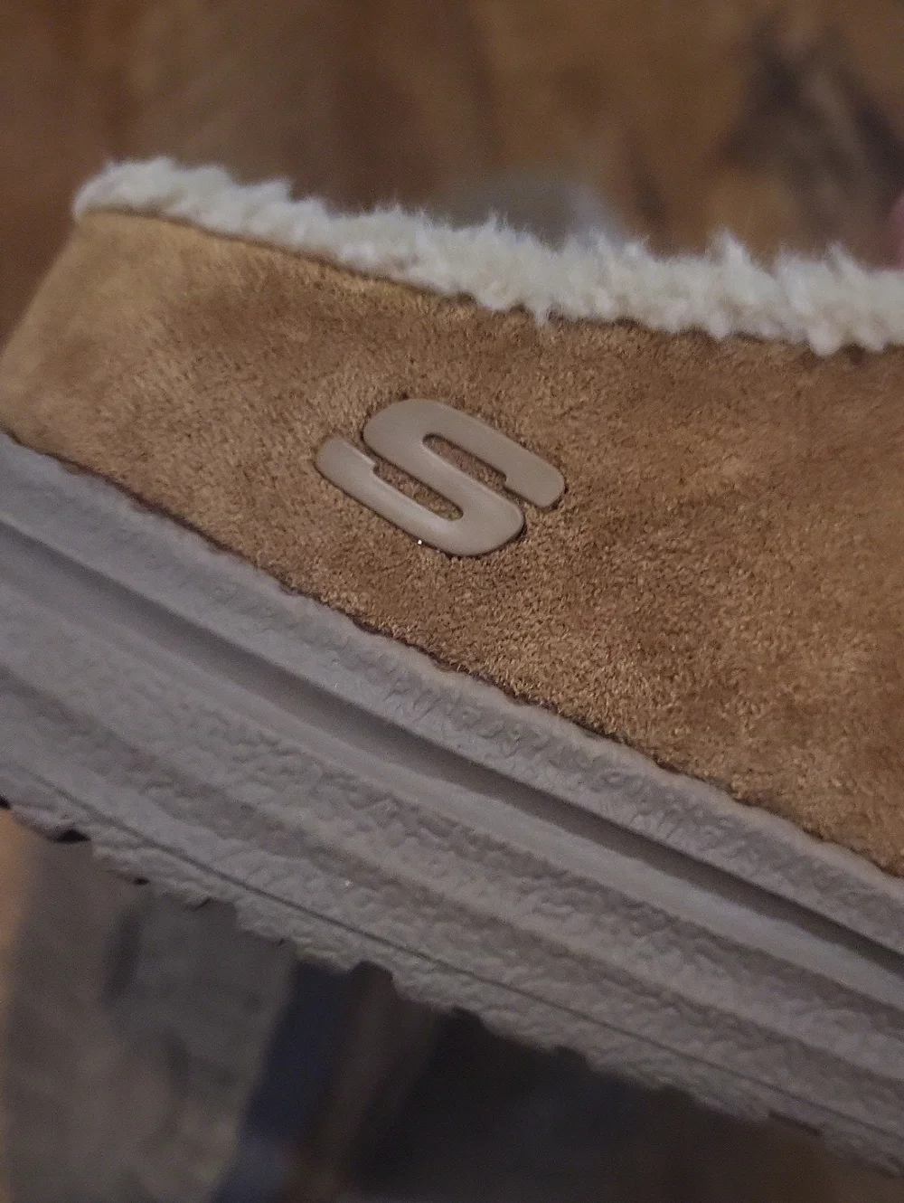 Skechers Men's Chukka Style Slip Ons in Tan Brown with Faux Fur Lining
